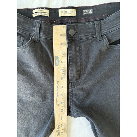 Scott James Jeans Mens 36X32 Black Slim Fit Casual Commute Work Golf Athletic - Picture 10 of 11